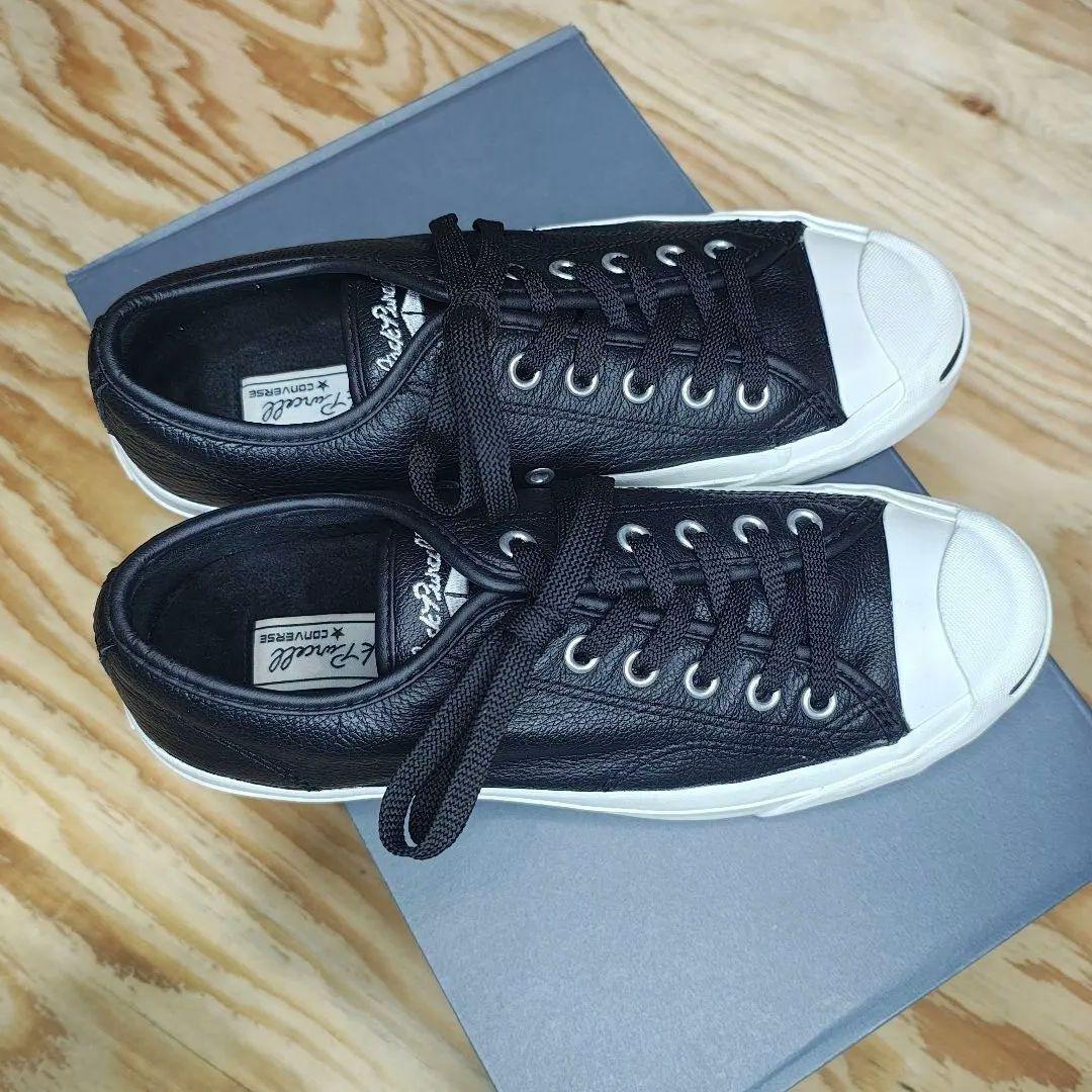 US企画　コンバース　ジャックパーセル　レザー　ブラック　シボ革　希少