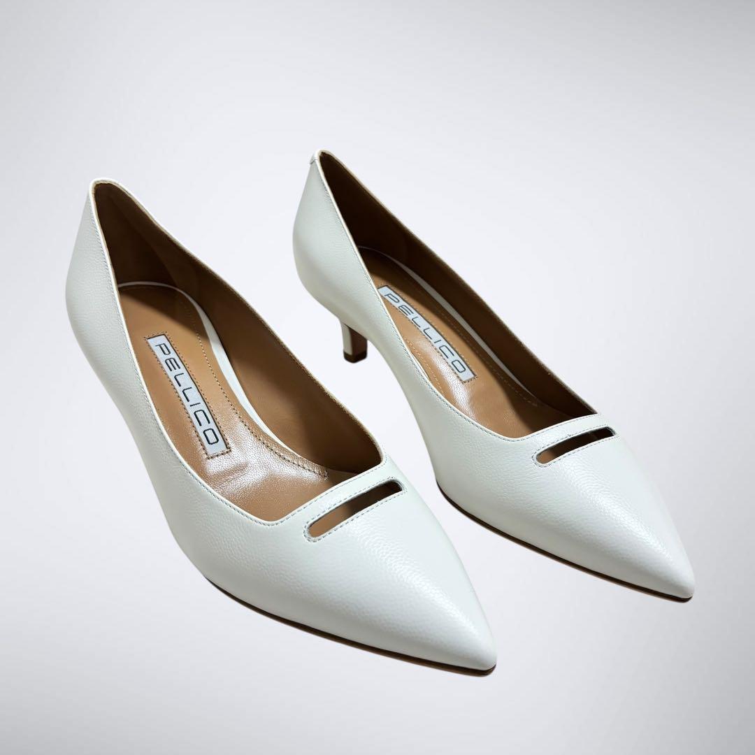 【未使用級】ペリーコ ANDREA アネッリ 白 38 パンプス 裏張り済