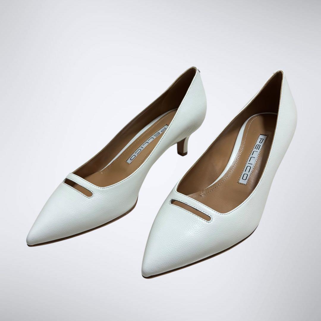 【未使用級】ペリーコ ANDREA アネッリ 白 38 パンプス 裏張り済