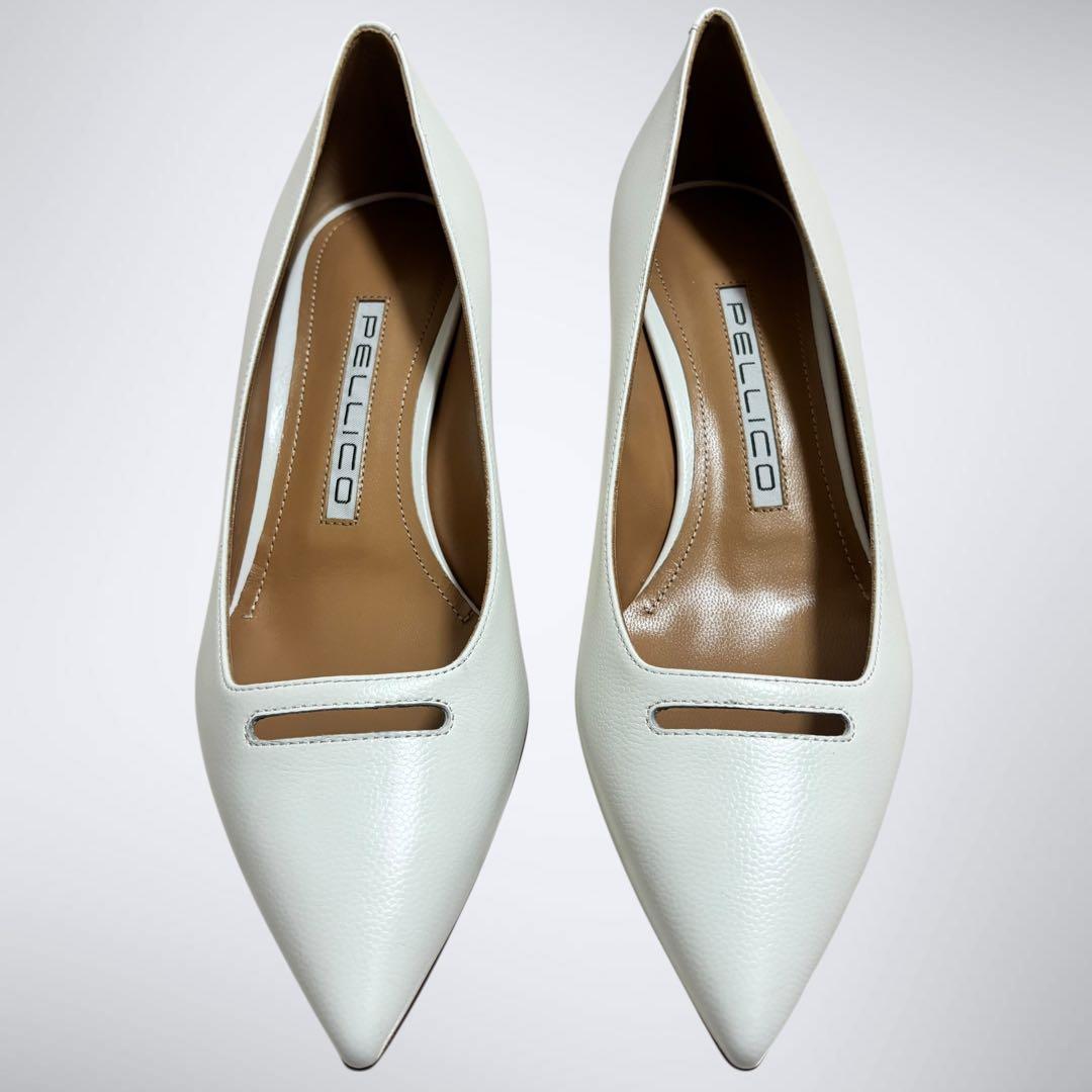 【未使用級】ペリーコ ANDREA アネッリ 白 38 パンプス 裏張り済