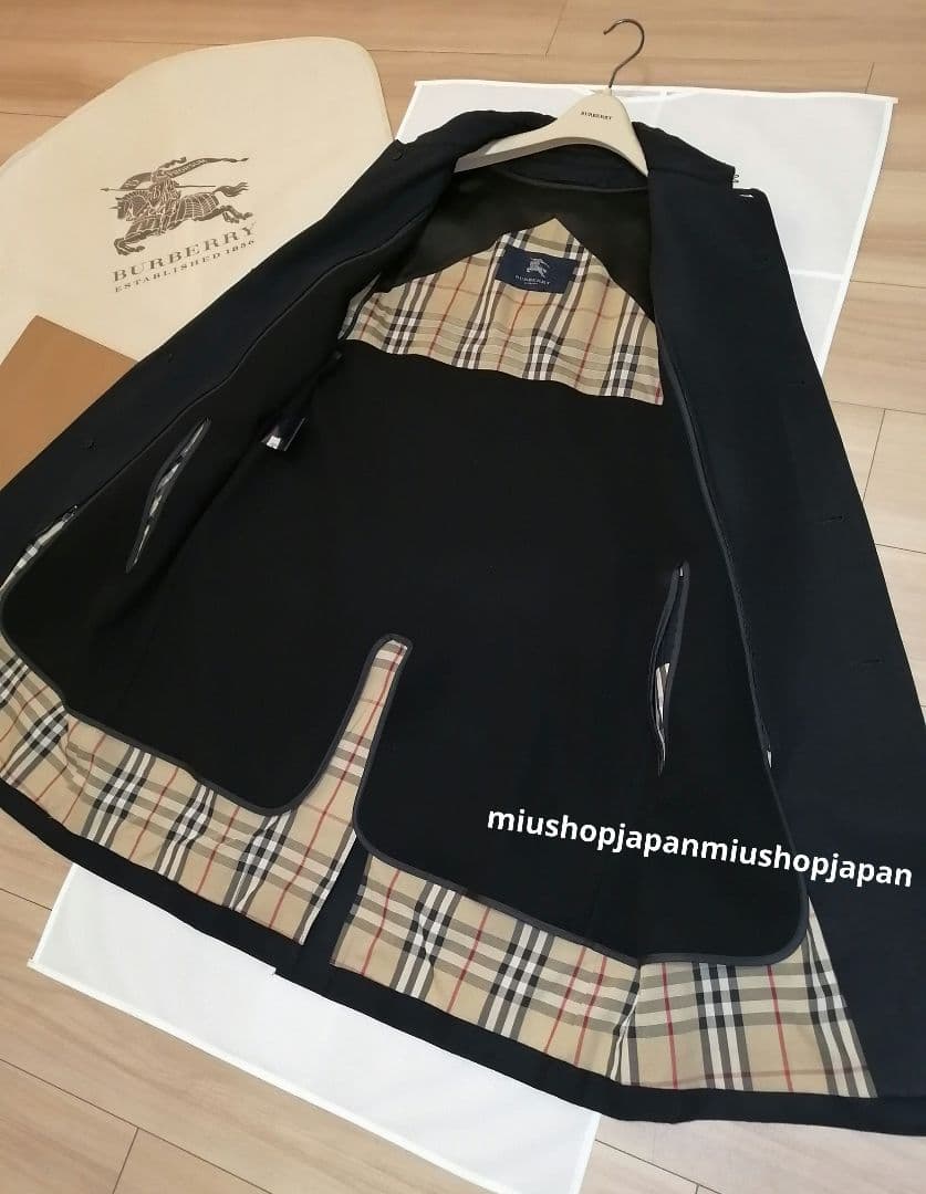 本物上質●L　BURBERRY　LONDON　ステンカラーコート　ライナー　黒