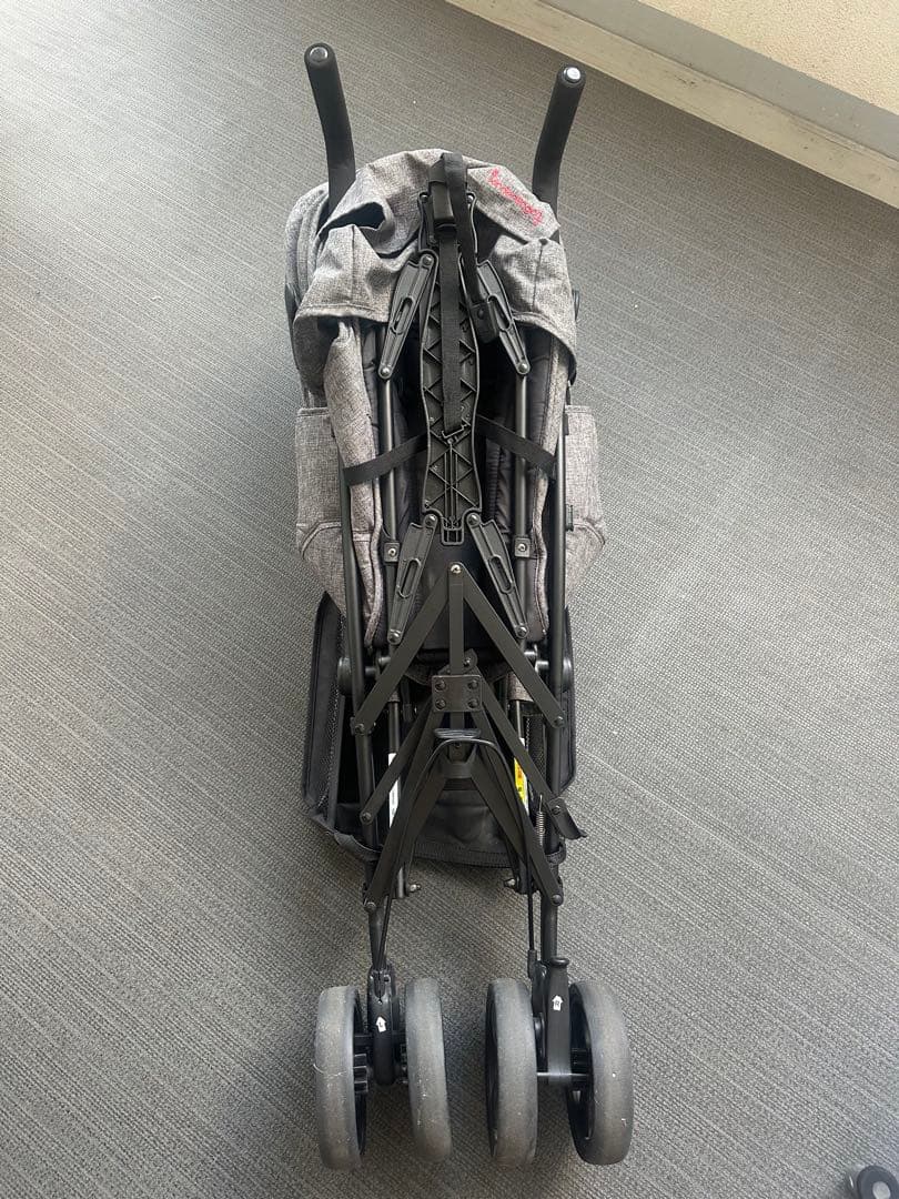 日本育児 二人乗りベビーカー DUOシティHOPII レインカバー付き　グレー