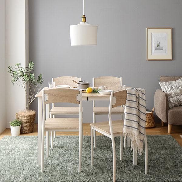 ダイニングセット5点 テーブル 幅110cm チェア 4脚 ナチュラル×ホワイト