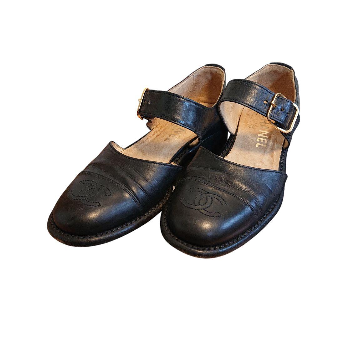 引越SALE価格 オールド CHANEL パンプス ココマーク ストラップ 箱付