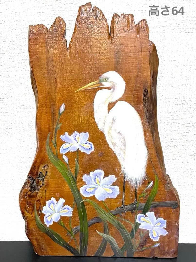 トールペイント作品　白鷺とシャガ