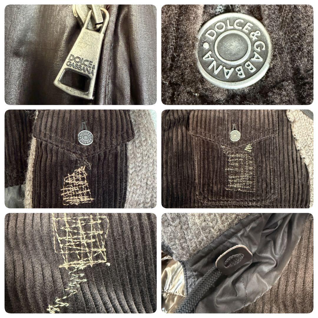 極美品 DOLCE&GABBANA Y2K マルチマテリアル フーディジャケット