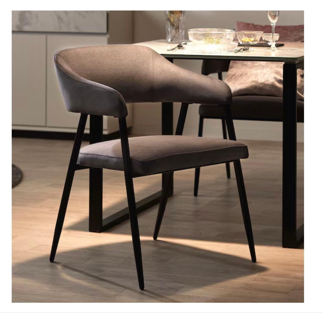 ダークグレー アームチェア ファブリック2脚セット