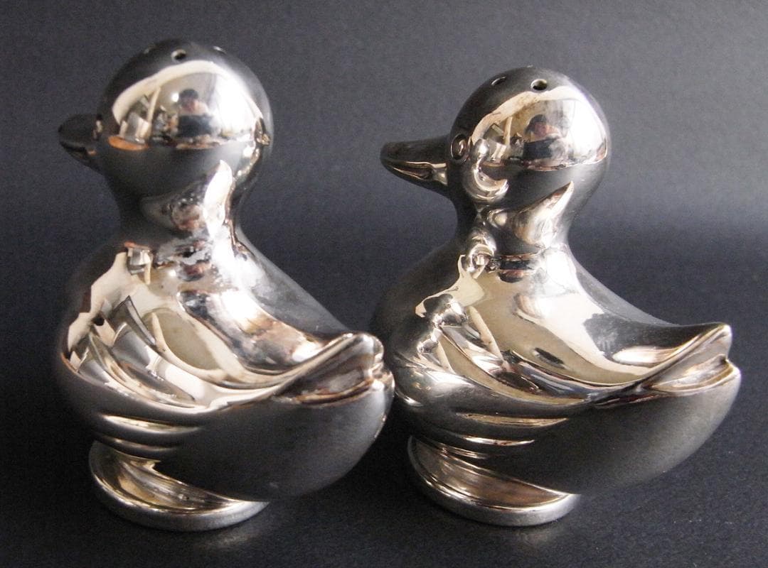 ★デンマーク製★【銀製？】アヒル調味料入れソルト＆ペッパー・塩・胡椒入★