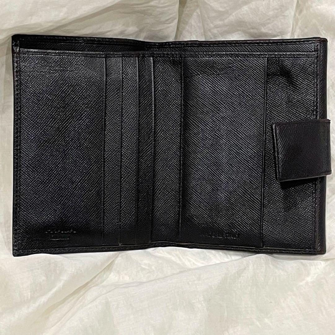 PRADA プラダ サフィアーノ 三角プレート 折り財布 ダークブラウン 焦げ茶