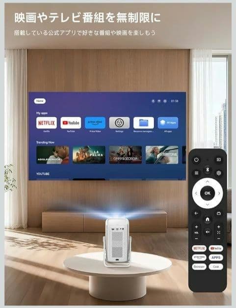 プロジェクター 家庭用 小型 Netflix公式アプリ内蔵 1000ANSI