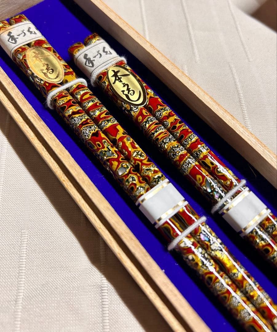 古代若狭塗 塗り箸 ラデン 本漆 夫婦箸