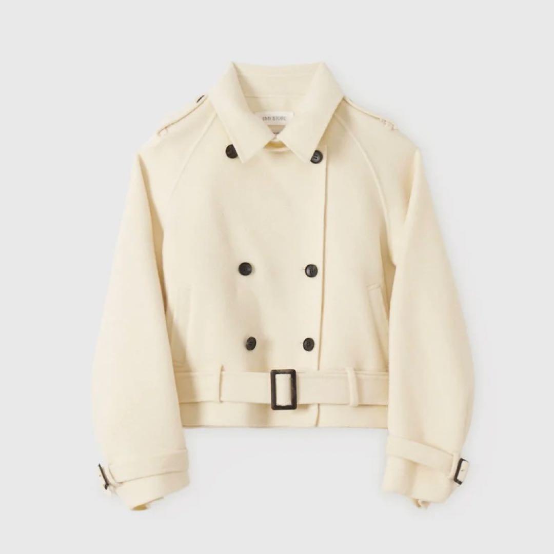 eimy istoire ウールショートトレンチコート アイボリー