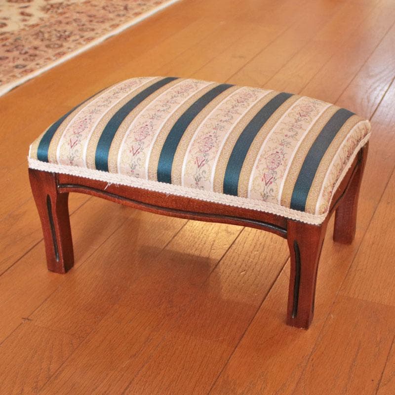 フットスツール ネイビーストライプ オットマン 椅子 222-1497-003