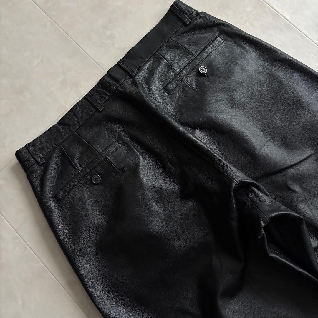 90s vintage BONSKIP 2タックレザーワイドパンツ 黒 y2k