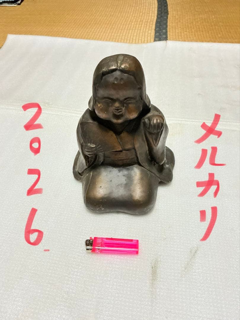 ブロンズ製のお多福さん。【重量が5kgもあります】。