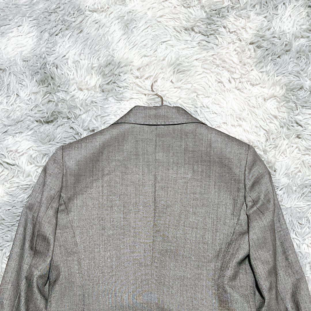 イネド パンツスーツ セットアップ 絹混 グレー 通勤 入学式 日本製 良品