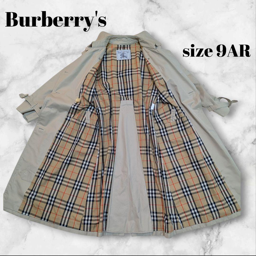 バーバリー　トレンチコート　ダブル　ノバチェック　ベージュ　レディースM.L相当