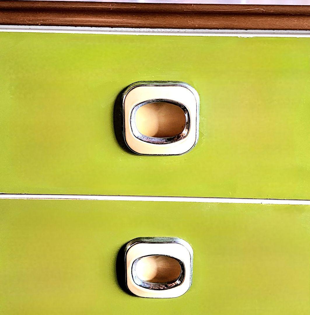 【昭和レトロ】レトロポップ_チェスト/箪笥/5段引き出し(黄緑)