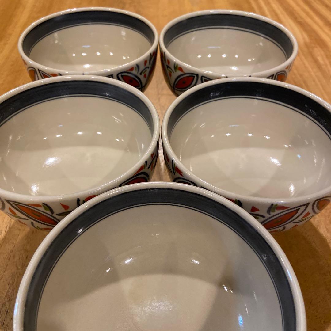 有田焼陶祥窯赤絵三彩高台絵付け鉢五個