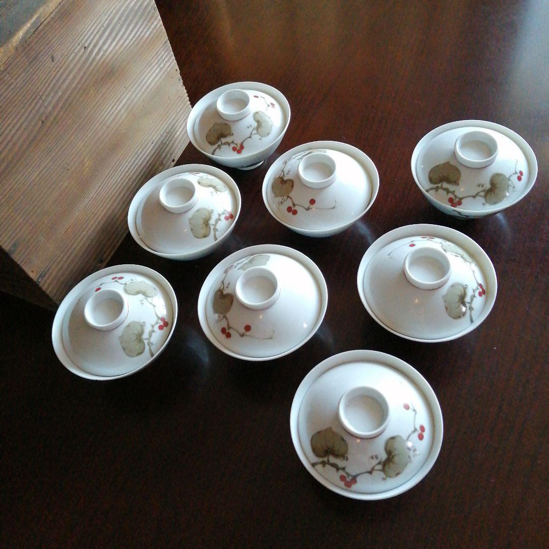 オールドノリタケ　蓋付飯茶碗　8客　11cm　昭和13年頃