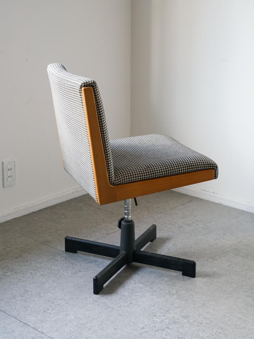 60-70's \"浜本工芸\" デスクチェア 千鳥格子 ミッドセンチュリー