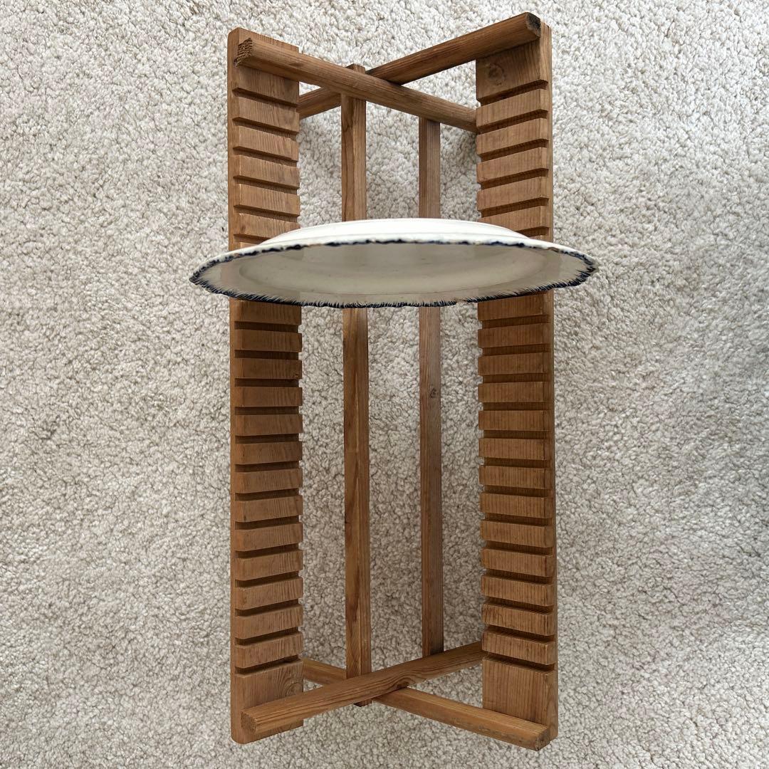 フレンチ アンティーク ディッシュスタンド 木 折りたたみ 皿 スタンド 北欧