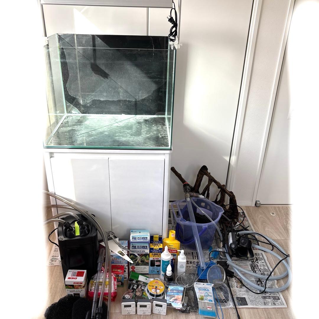 ☆大きなガラス水槽とLED照明、水槽台、その他一式セット☆