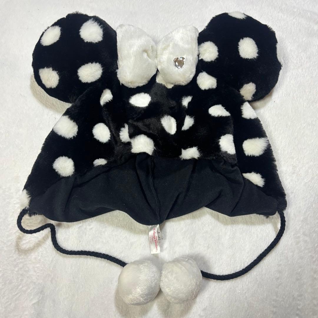 ディズニー　ファンキャップ　水玉　白黒　ドッド　ミニー