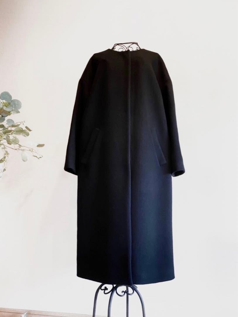 ノーリーズ ダブルクロスノーカラーロングコート M～L