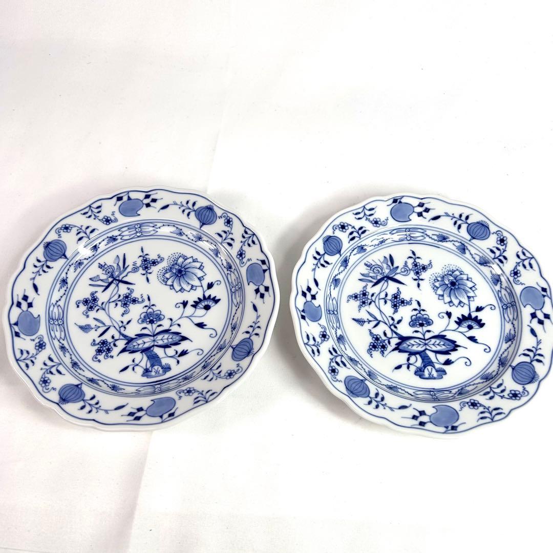 【美品】マイセン　ブルーオニオン　18cm　プレート　2枚セット　ケース　高級