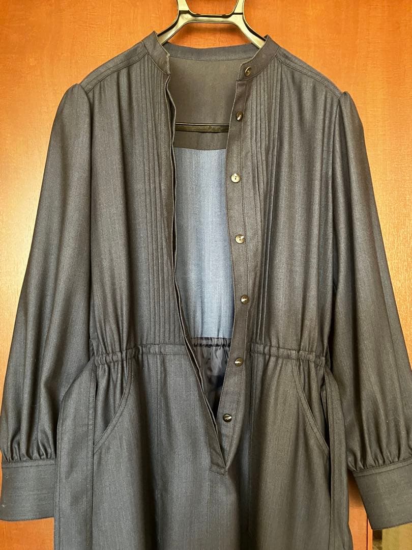 ディノス　ウール混デニムピンタックデザインワンピース