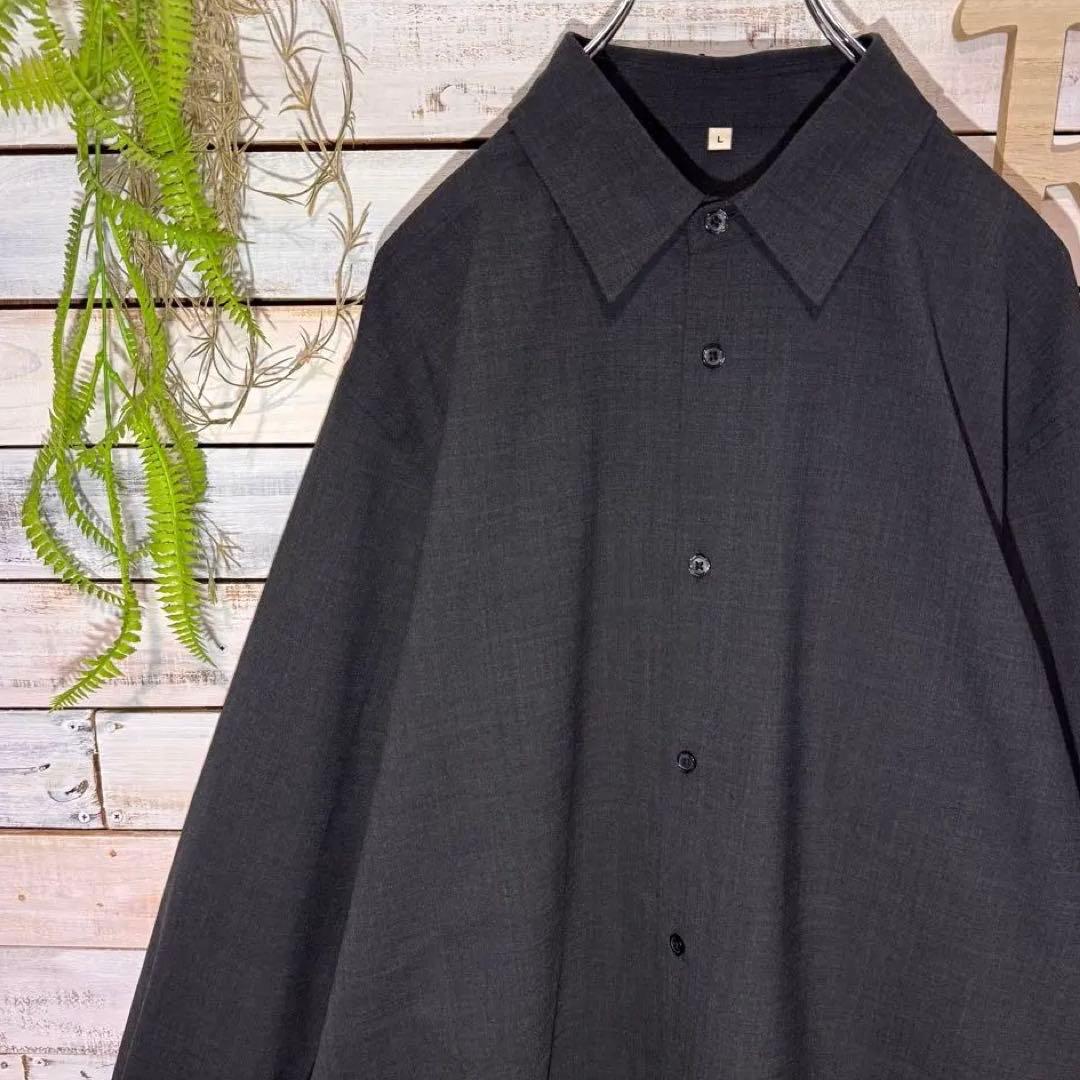 完売品✨MUJI Laboウール混レギュラーカラーシャツ ダークグレー L