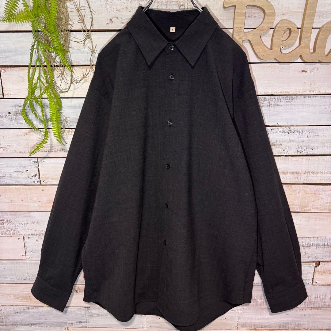 完売品✨MUJI Laboウール混レギュラーカラーシャツ ダークグレー L