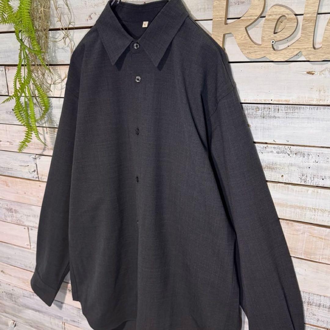 完売品✨MUJI Laboウール混レギュラーカラーシャツ ダークグレー L