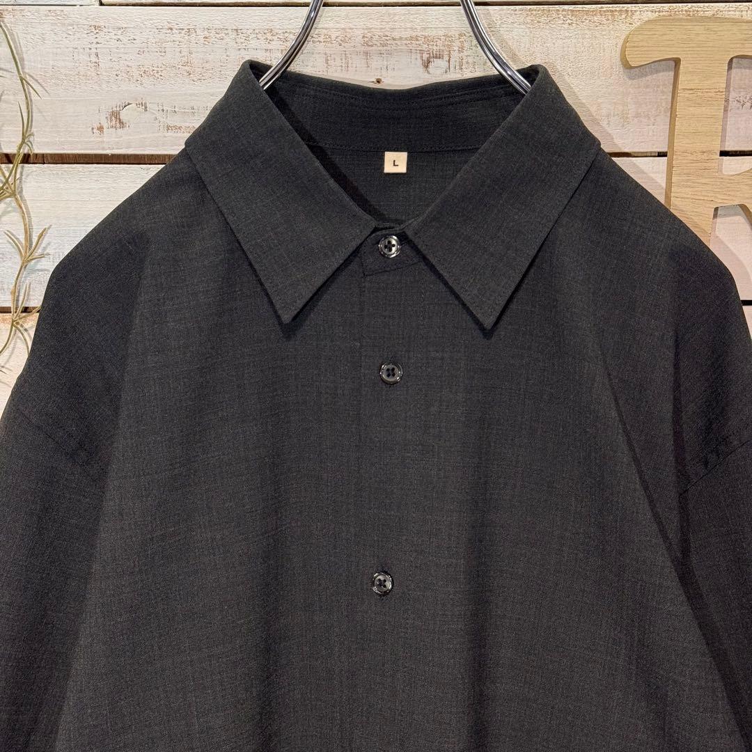 完売品✨MUJI Laboウール混レギュラーカラーシャツ ダークグレー L