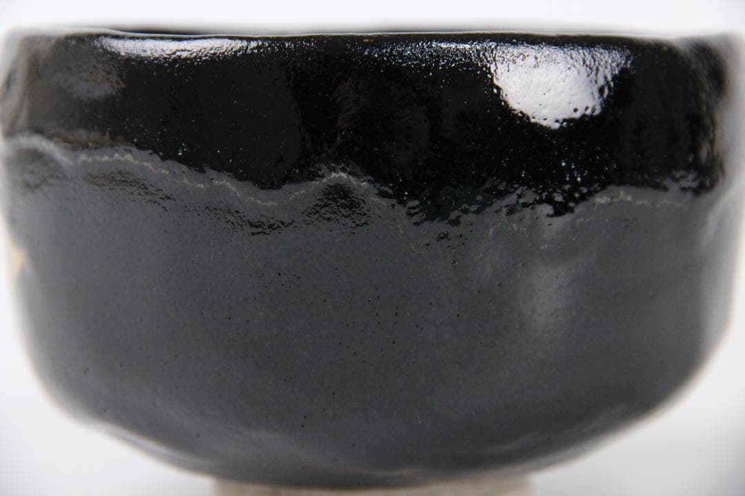 楽焼 服部幸楽 のんこう 千鳥写 黒楽 茶碗 大徳寺 細合喝堂書付　ED11-3