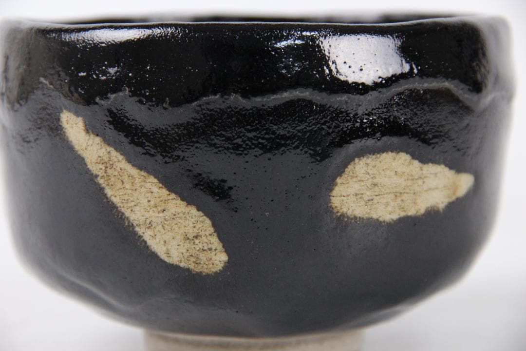 楽焼 服部幸楽 のんこう 千鳥写 黒楽 茶碗 大徳寺 細合喝堂書付　ED11-3