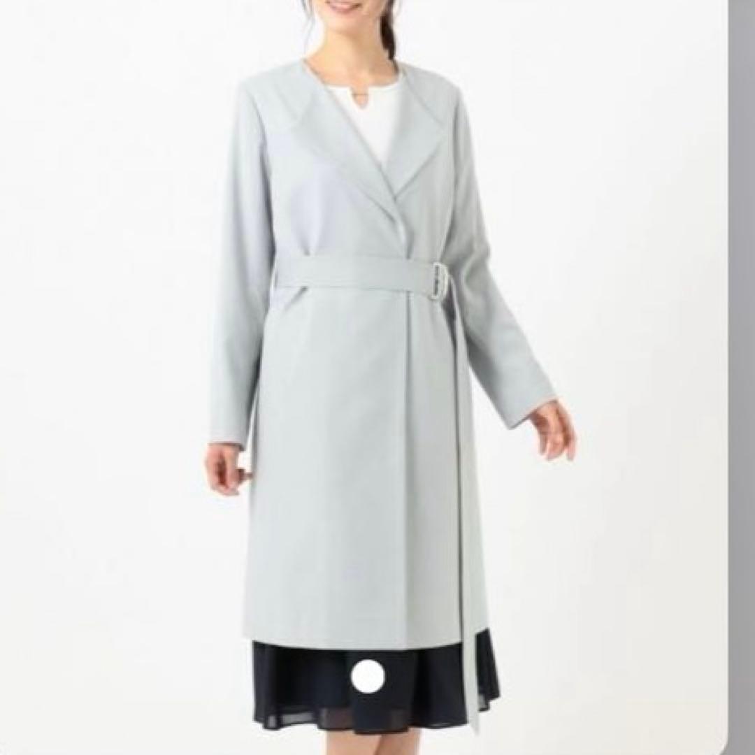 anySiS ノーブルライトテロンチコート 春コート 羽織り ブルーグレー L