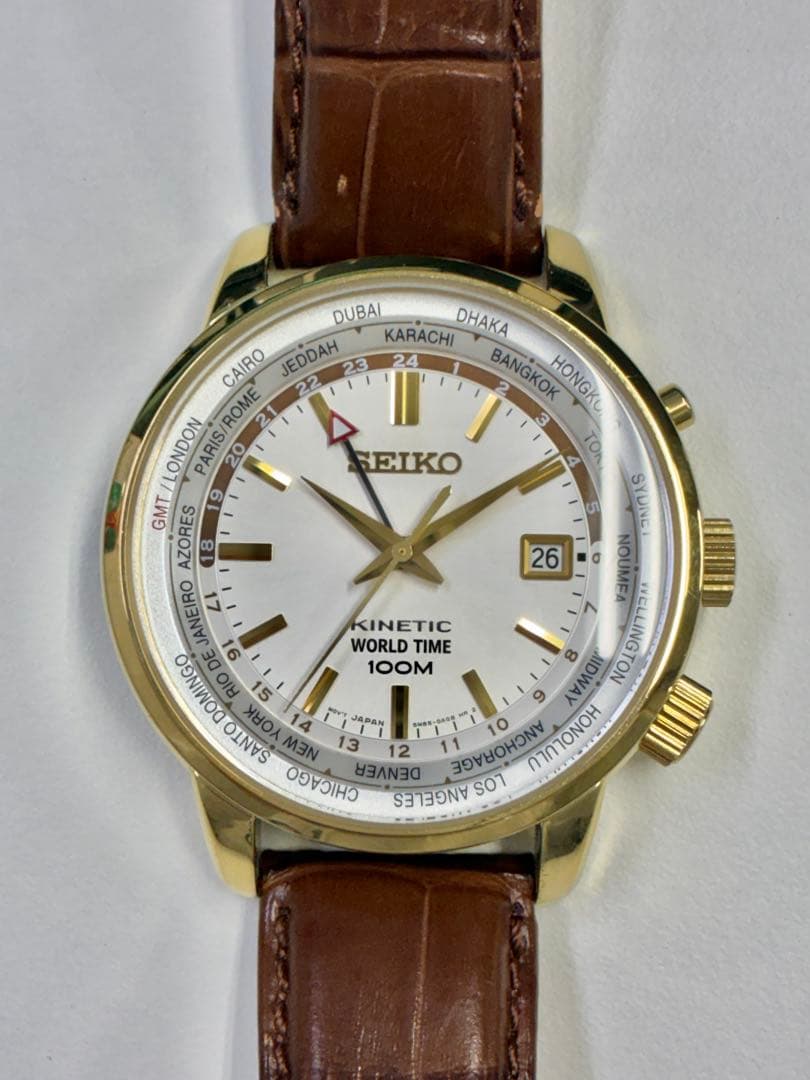 セイコー　キネティックワールドタイム　逆輸入品　レア　5M85-0AF0