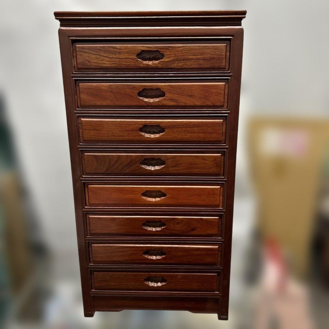 ８段引き出し 木製チェスト　ダークブラウン　棚　高さ61cm