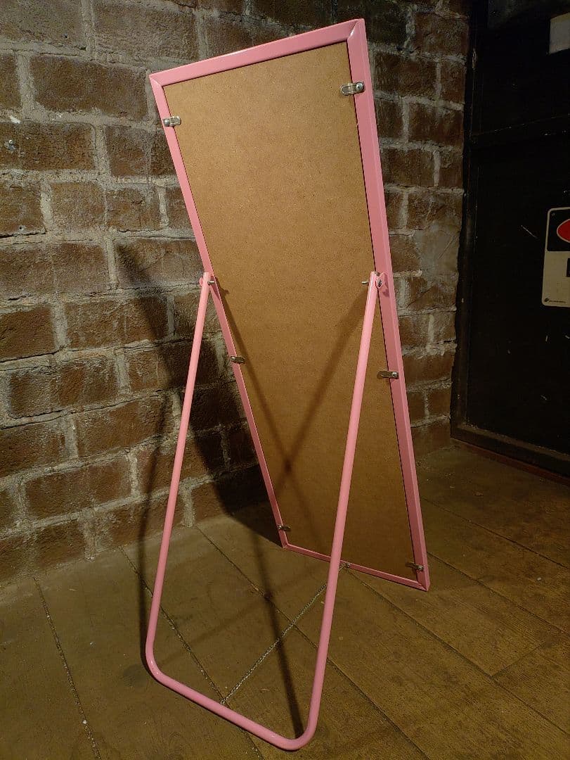 昭和レトロ　スタンドミラー　ハイビスカス　ピンク　ビンテージ　アイアンフレーム