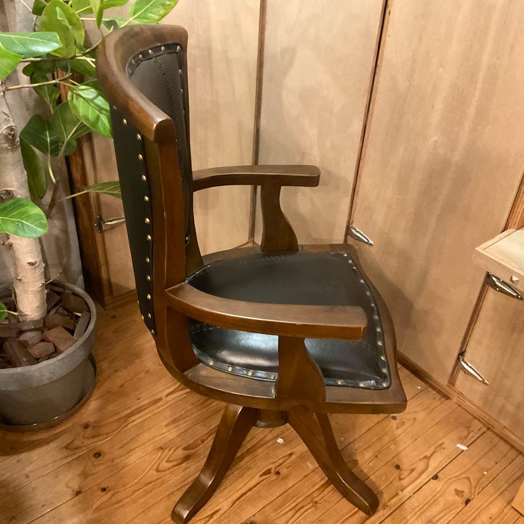 回転チェア ヴィンテージ オフィスチェア 木製 デスクチェア 椅子 レトロl