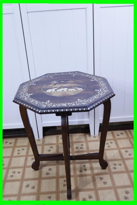 ◆象嵌寄木細工　八角形アンティークテーブル　 飾り台　サイドテーブル木製