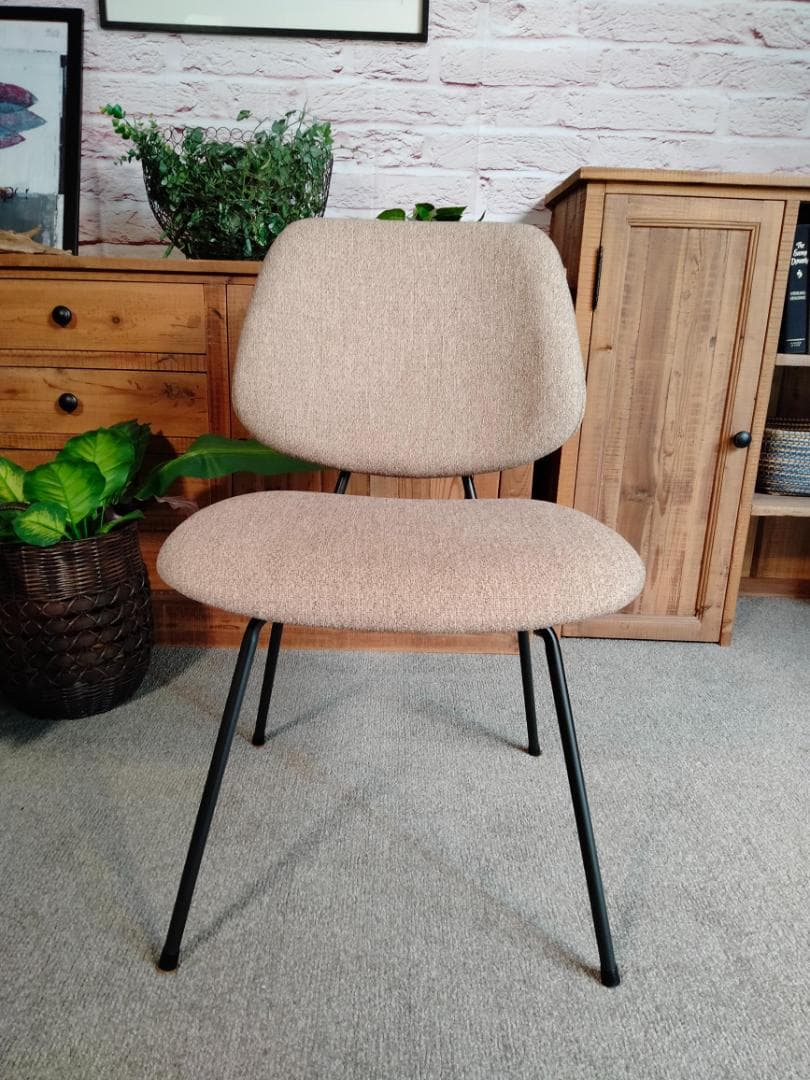 チェア1脚◆イス◆ファブリック◆ダイニング◆レトロ風　(GAK⑩)