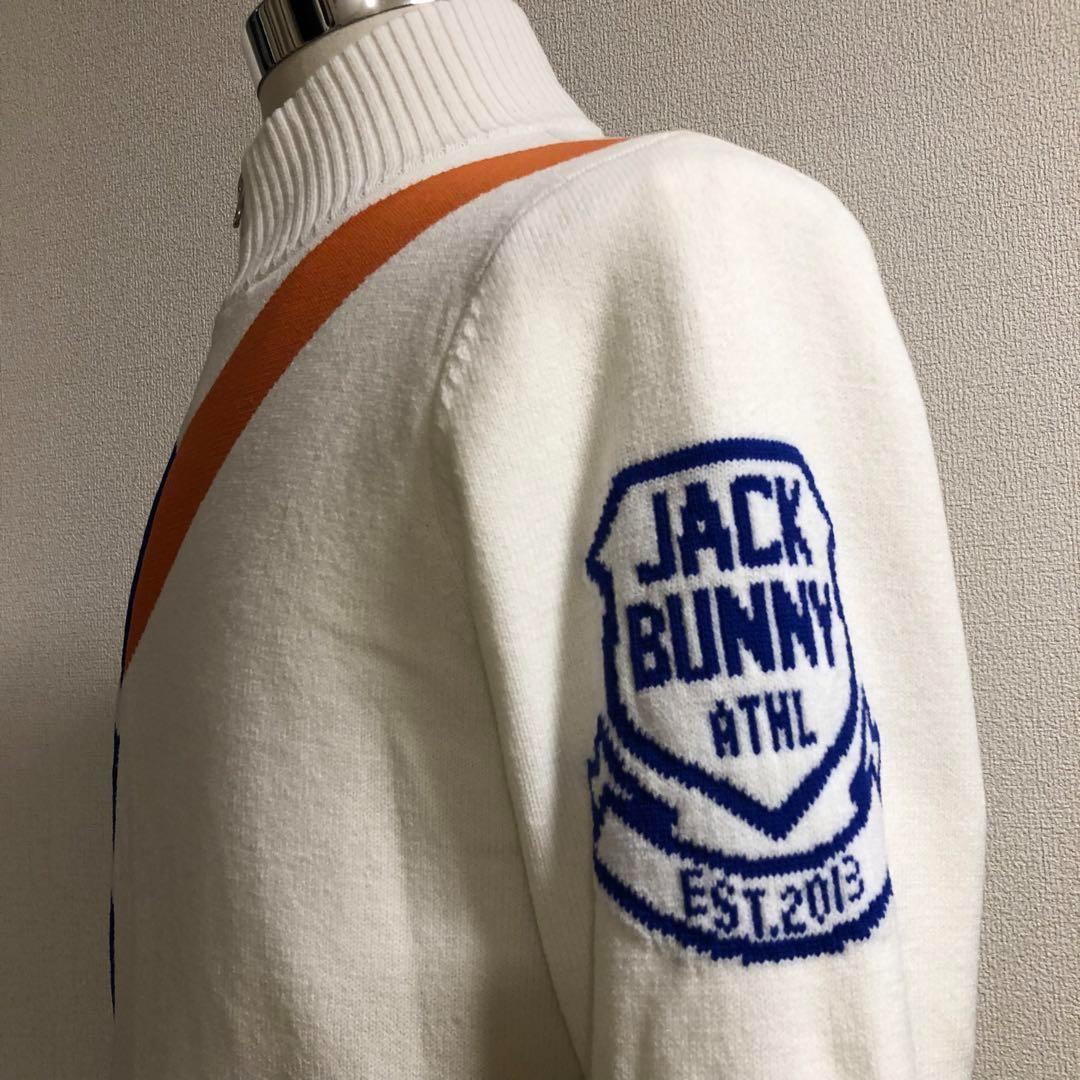 ジャックバニー ダブルジップ ニット ジャケット 裏地付 ホワイト サイズ5
