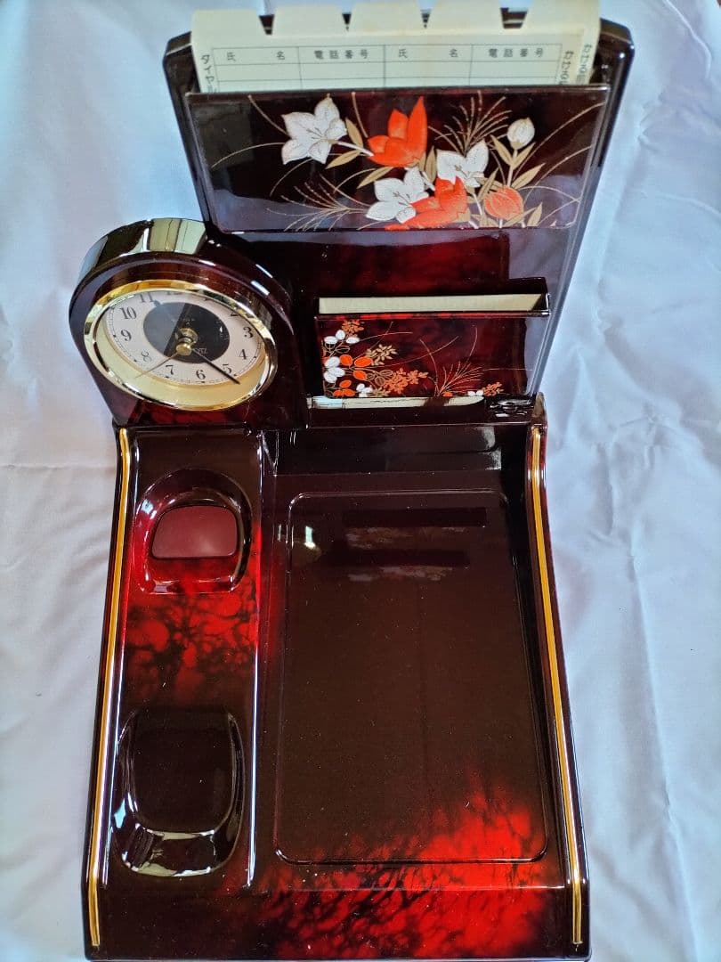 29新品未使用　電話台時計オルゴール付き