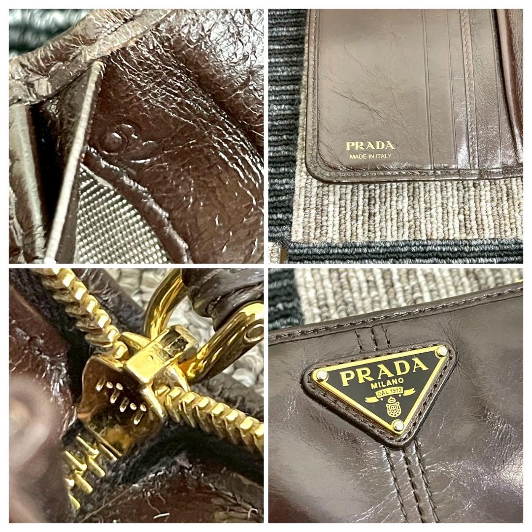 美品　PRADA　プラダ　エル字ファスナー　コンパクトウォレット　ソフトルックス