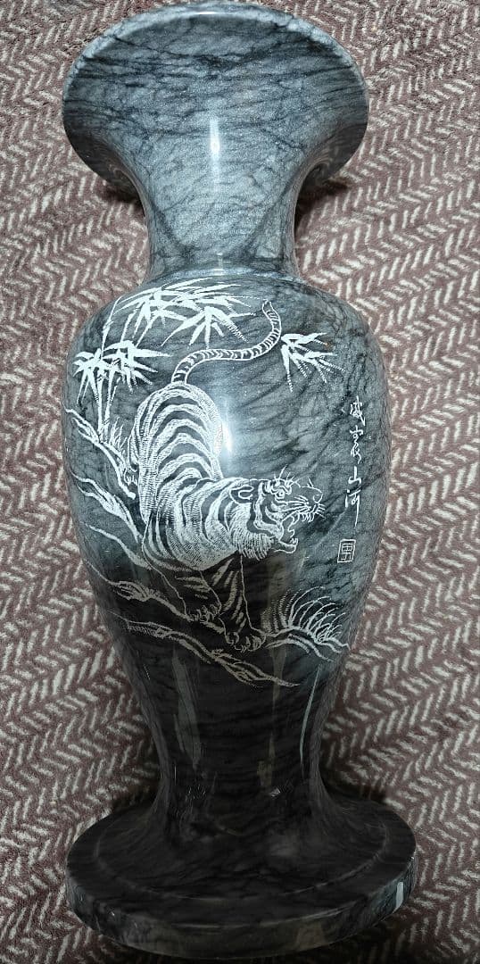 アンティーク 虎柄 大理石 花瓶 花器 傘立て 高さ約46cm