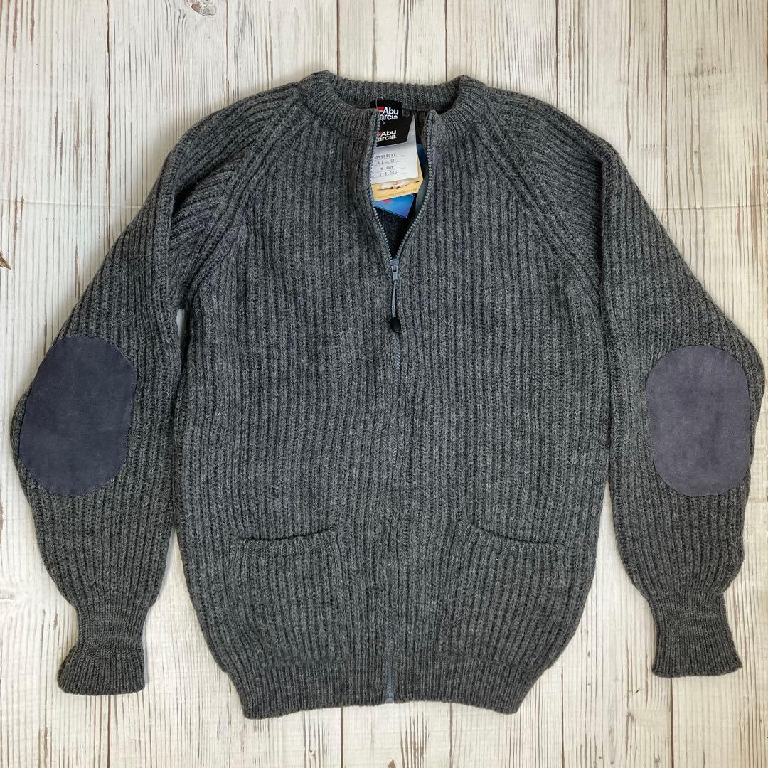 【新品】Abu Garcia＊ イギリス製 ニット カーディガン ニーパッチ