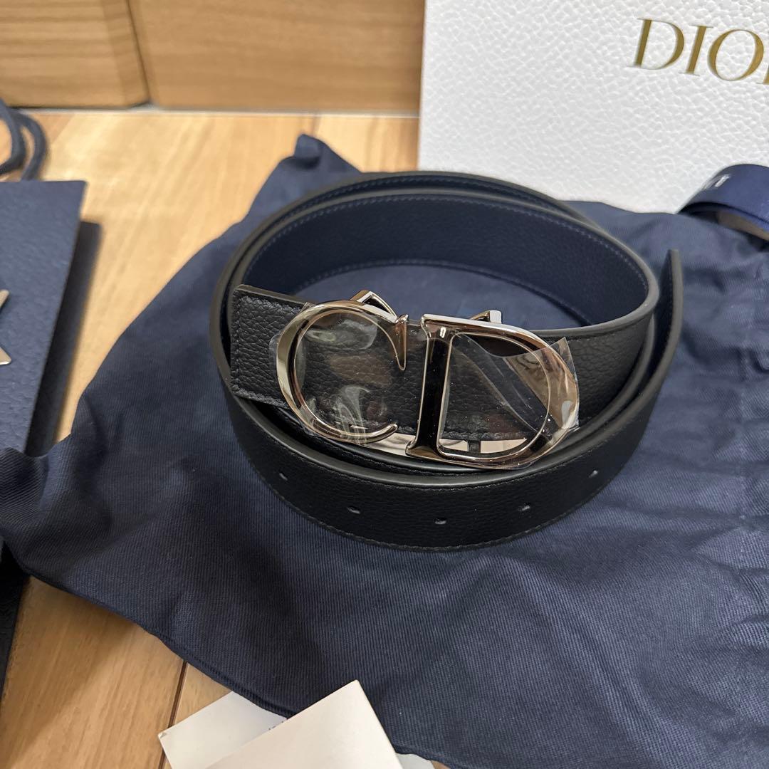 新品　未使用　Dior ブラックレザーベルト　CD ロゴ